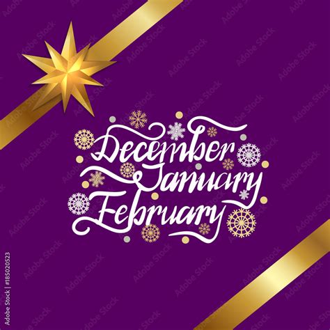 December January February Winter Month Inscription Stock Vector Adobe