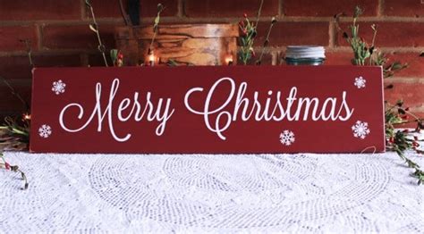 Merry Christmas Wood Sign Wall Decor Snowflakes Holiday Decor