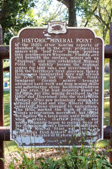 Wisconsin Historical Markers Marker 343 Historic Mineral Point