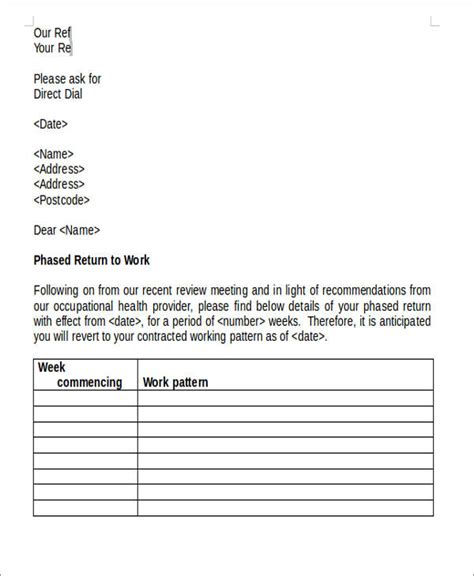 12 Return To Work Letter Templates