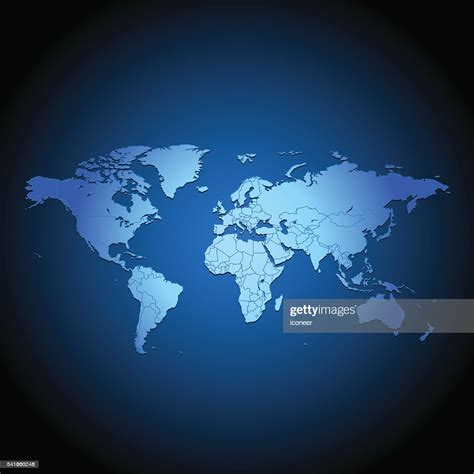 World Dark Map Blue On Spacy Gradient Background High Res Vector