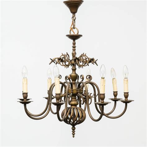 A Bronze Flemish Chandelier With Openworked Ball 20th Century