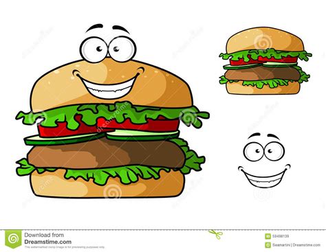 Cartoon Fast Food Hamburger Character Stock Vector Image