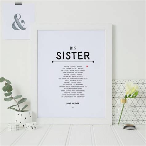 Big Sister Poem Print Sister Ts Unframed A4 Print Etsy Australia