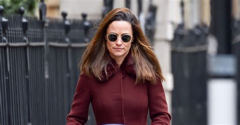 Pippa Middleton Stuns In Tight Fitting Burgundy Coat As She Enjoys Stroll With Newborn Babe