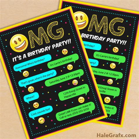 Free Printable Emoji Birthday Invites