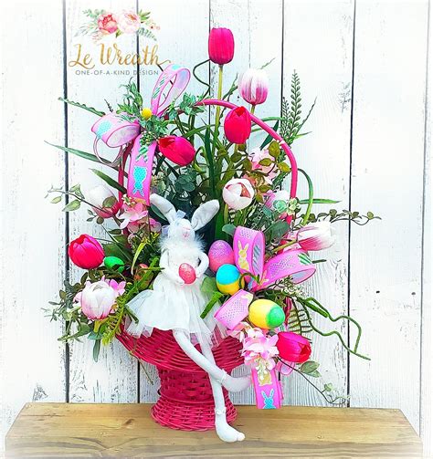 Whimsical Bunny Arrangement Easter Basket Easter Etsy Easter