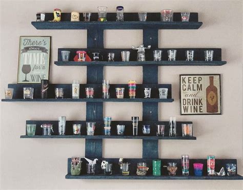 100 shot glass display case holder shadow box wall cabinet. MADE BY: LUSNYAK DESIGNS Made my sister a shot glass ...