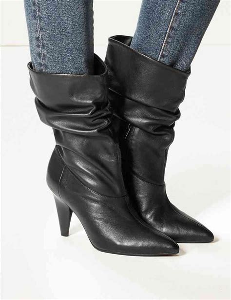 Leather Smart Point Slouch Boots Mands Collection Mands Boots