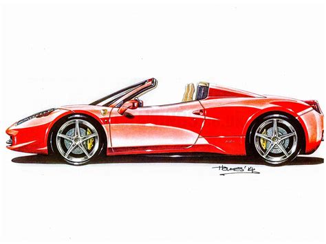Ferrari 458 Spider Drawing - allie baxter
