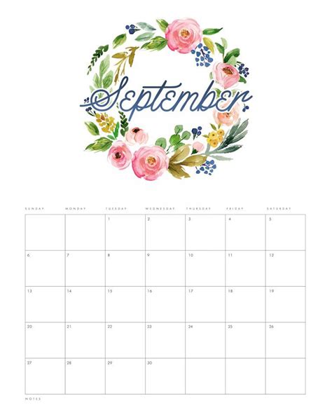 Free Printable 2020 Floral Wreath Calendar The Cottage Market Free