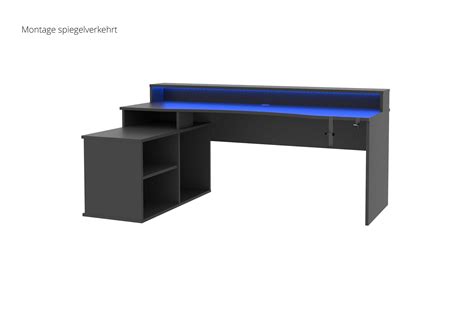 Forte Tezaur Gaming Desk Schwarz Mit Beleuchtung Möbel Letz Ihr