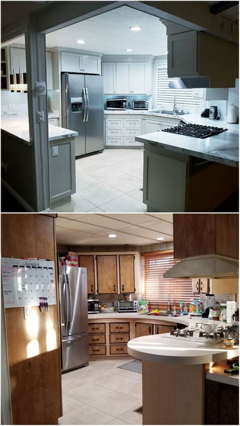 Before painting your formica cabinet doors, you will need to remove them from the. Remodeled manufactured home kitchen - before and after pictures | Home kitchens, Manufactured ...
