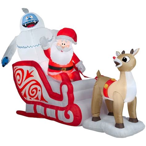6ft Airblown® Inflatable Rudolph Pulling Santa And Bumble Sleigh Scene Michaels