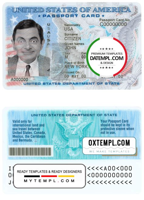 Usa Passport Id Card Template In Psd Format Fully Editable