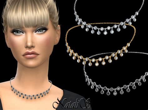 The Sims Resource Round Crystals Necklace V2 By Natalis • Sims 4 Downloads