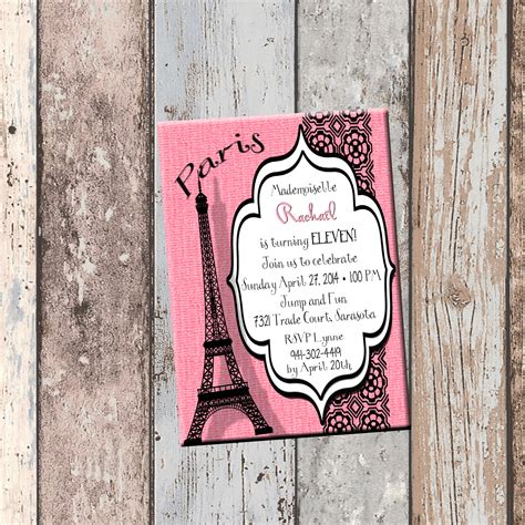 Paris Eiffel Tower Personalized Birthday Invitation 1 Sided Birthday