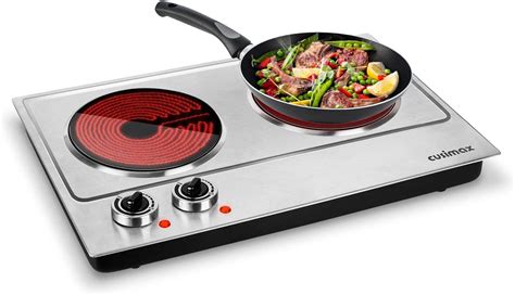 Cusimax Hot Plate 1800w Ceramic Electric Double Burner For Cooking Infrared