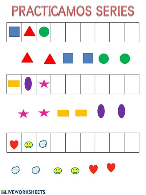 Paginas interactivas para preescolar : Series ficha interactiva y descargable. Puedes hacer los ejercic… | Figuras geometricas para ...