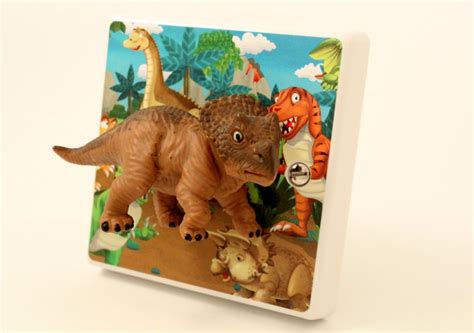 These art plates are printed in high resolution on an oversized metal switch plate. Decorative Light Switch for Kids Dinosaur Bedroom