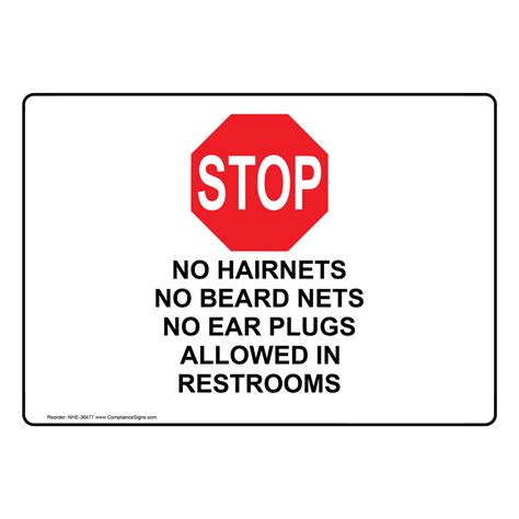 No Hairnets No Beard Nets No Ear Sign With Symbol Nhe 36477