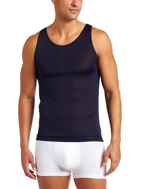 Intimo Men S Classic Silk Knit Tank Top Navy Small Amazon In