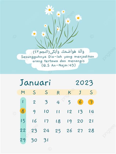 Aesthetic Cute Calendar Design January 2023 Aesthetic Calendar