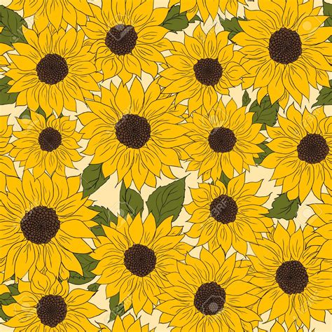 Free Download Hand Drawn Pattern Of Sunflowers Background