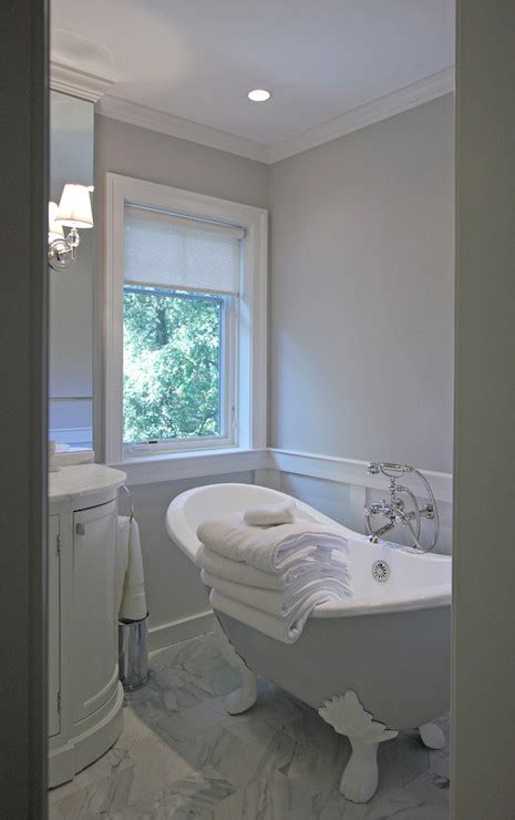 A deep, dark, rich blue. Gray Claw Foot Tub - Transitional - bathroom - Farrow and Ball Cornforth White - Anthony Wilder ...