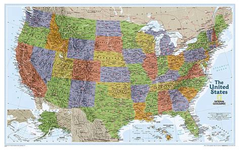 Antiquit Ten Kunst Sizes Wide World United States Usa Physical Wall Map Laminated Sharp