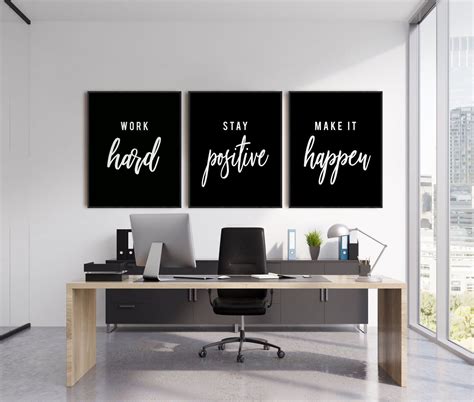 Black Office Decor Motivational Quote Work Hard Stay Positive Make