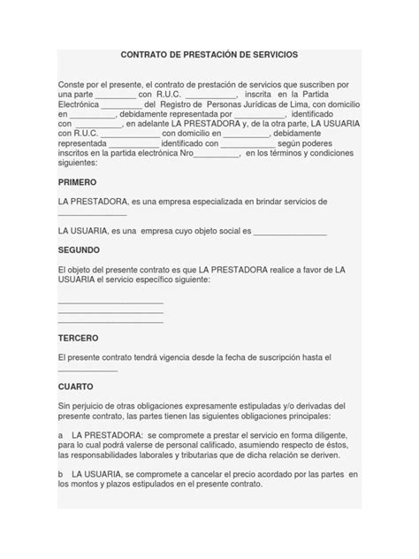 formato contrato de prestacion de servicios 1 pdf gobierno negocios general