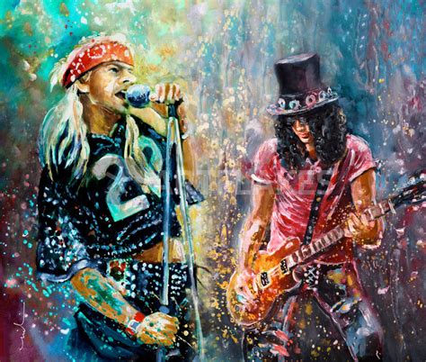 Slash And Axl Rose Painting Art Prints And Posters By Miki De