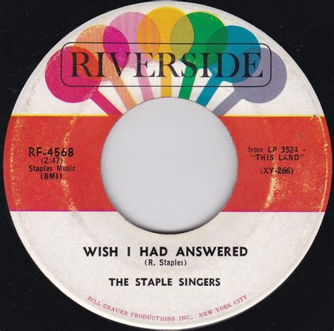 The Staple Singers Wish I Had Answered Blowin In The Wind 1963 Vinyl Discogs