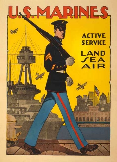 It was an unusual morning on the steps of the new york city public library that first day of august 1918. Marine Recruiting Poster