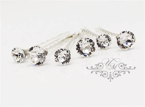 Set Of 6 Swarovski Crystal Hair Pins Wedding Hair Pins Wedding Etsy