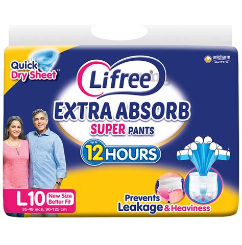 Lifree Super Extra Absorb Pants Unisex Adult Diaper Large Buy Packet Of 10 0 Diapers At Best