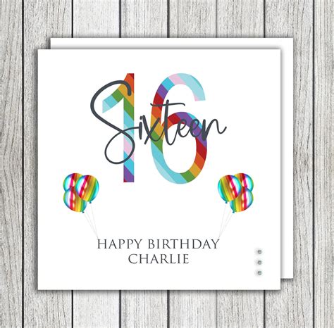 Rainbow Happy Birthday Any Age Balloon Birthday Card By