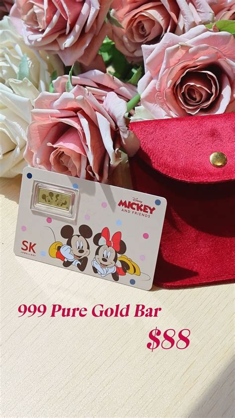 13 14 Feb 2024 Sk Jewellery Mickey And Minnie 999 Pure Gold Bar Promo