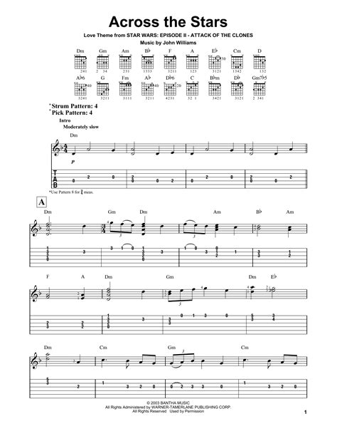 Across The Stars By John Williams Easy Guitar Tab Guitar Instructor