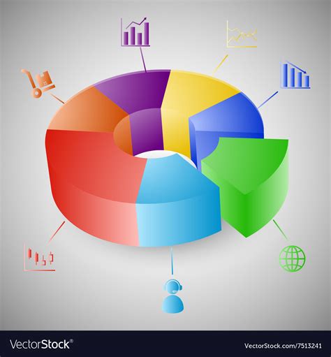 3d Pie Chart Graph Infographic Royalty Free Vector Image