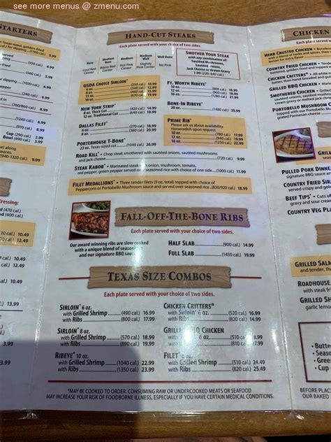 Online Menu of Texas Roadhouse Restaurant, Green Bay ...