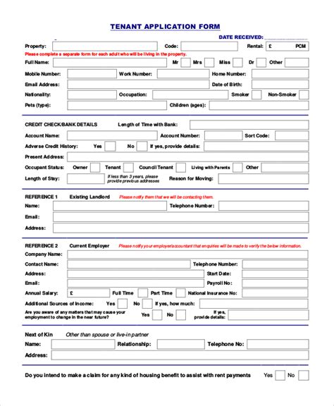Free Printable Tenant Application Form Missouri Printable Forms Free