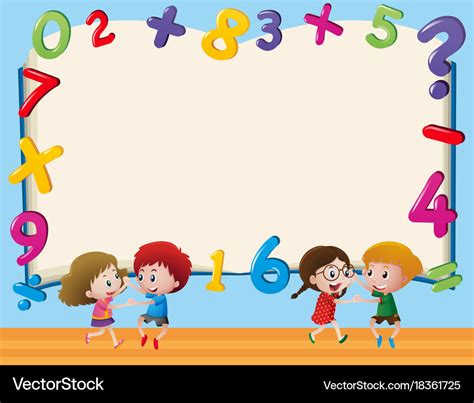 Border Template With Kids And Numbers Royalty Free Vector