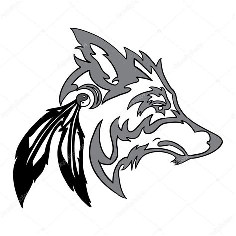 Vector Tribal Wolf Head For Tattoo Design Isolated On White Background