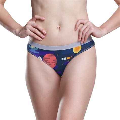 Vrouwen Ondergoed Bikini Outer Space Raket Planeten D Gedrukt Sexy Lage Taille Slipje Hipster
