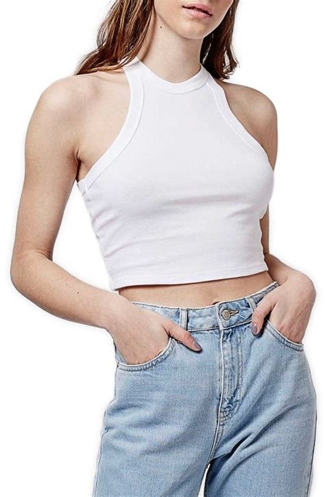 Topshop Racerback Crop Tank White Crop Top Tank Racerback Crop Tank