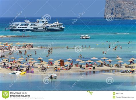 People Relaxing At Balos Beach In Crete Editorial Stock
