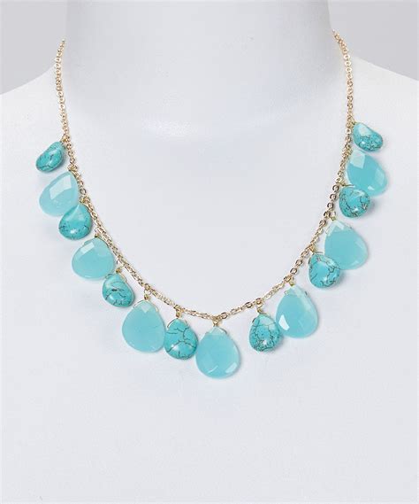 Gold And Turquoise Teardrops Necklace Zulily Inspirational Necklace