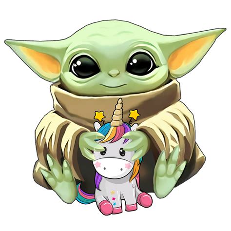 Baby Yoda Holding Unicorn Png Baby Yoda Png Sublimation Ready Png